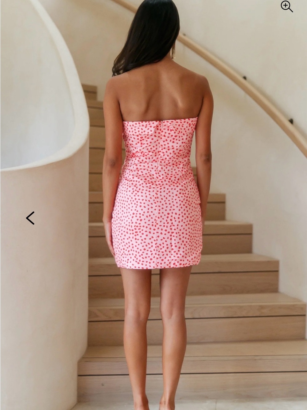 Strapless Pink Dress with Red Polka Dots - Picture 3 of 3